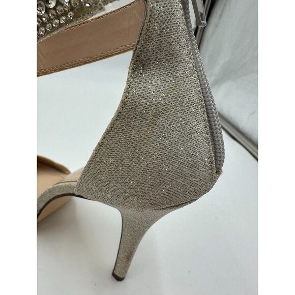 Womens Ladies Nina Silver Holiday Dress Up Shoes Jeweled Silver Metallic Size 9 - Picture 12 of 16